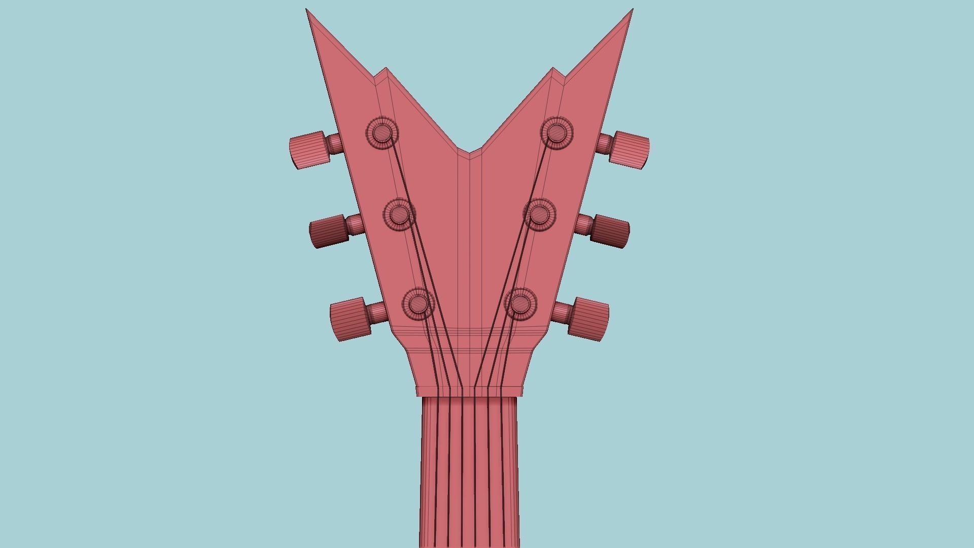 Electric Guitar B08 Abstract Skulls - Music Instrument Design Low-poly 3D model_16