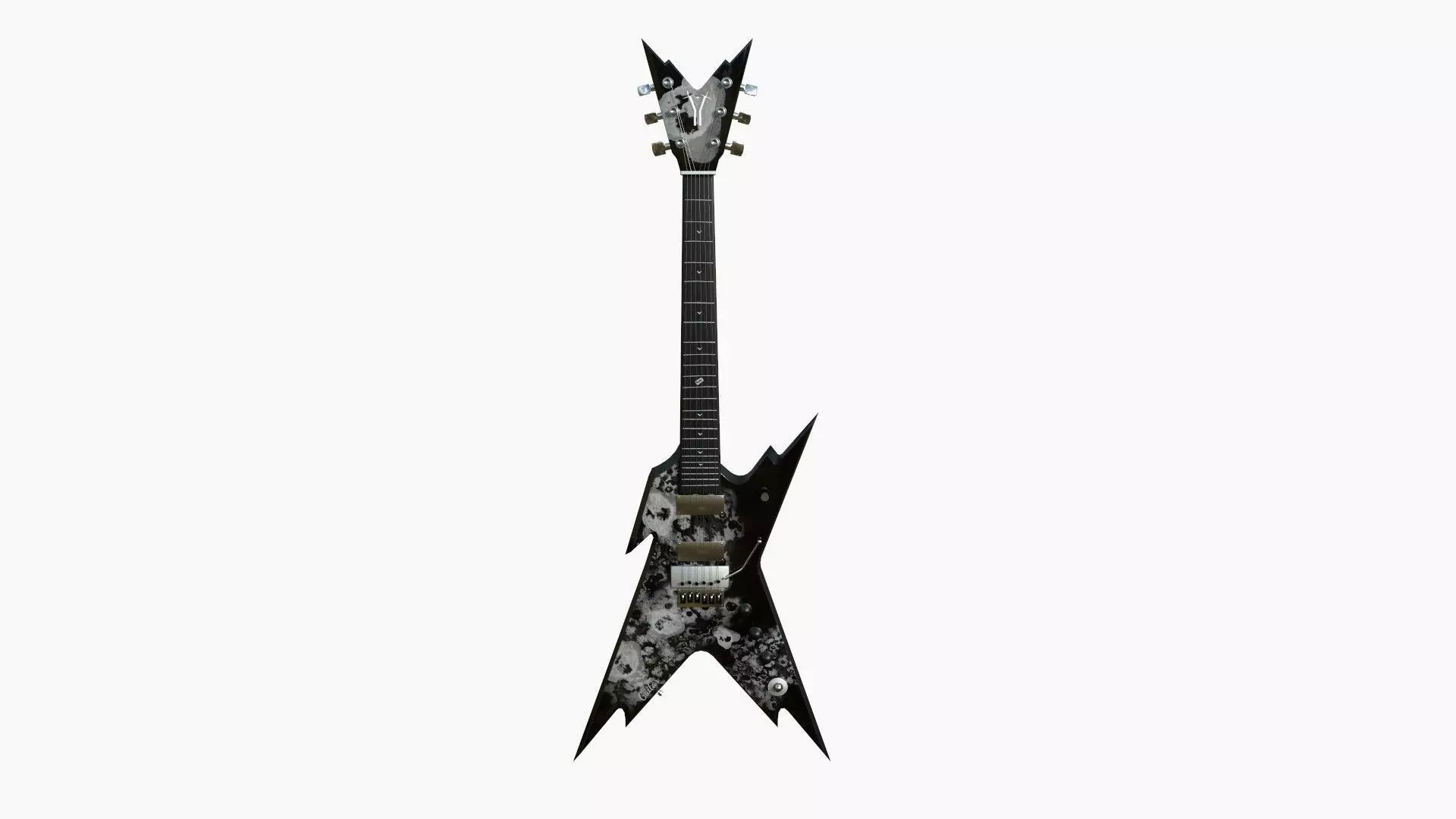 Electric Guitar B08 Abstract Skulls - Music Instrument Design Low-poly 3D model_0