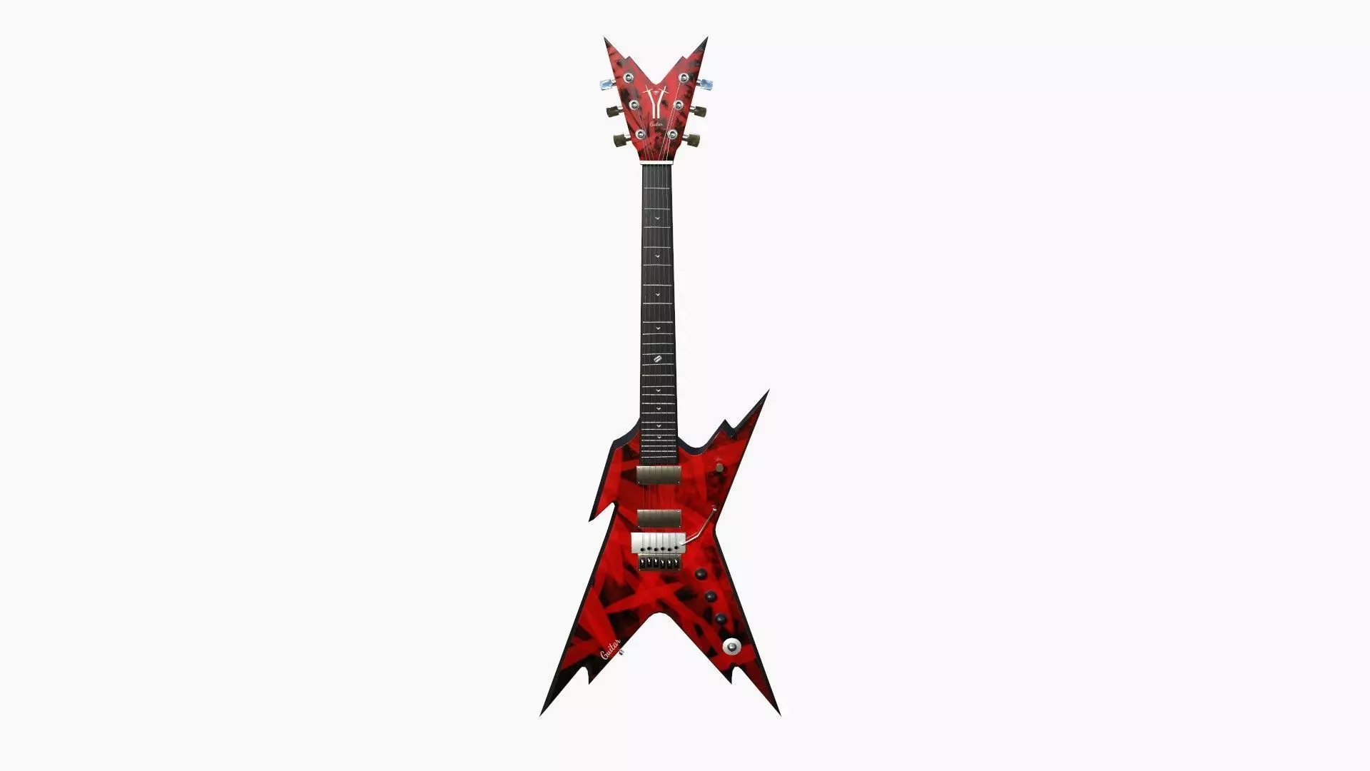 Electric Guitar B09 Black Red - Music Instrument Design Low-poly 3D model_0
