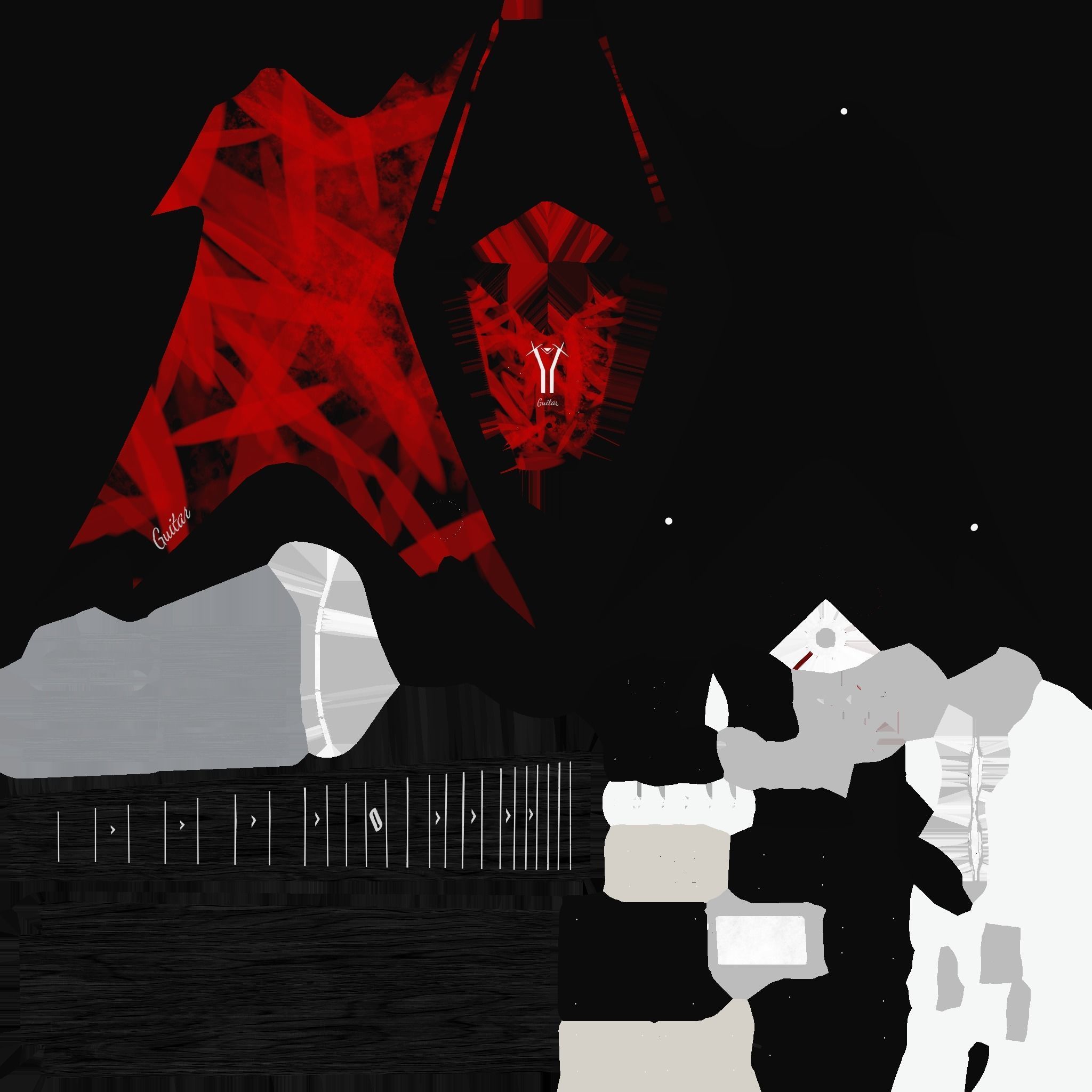 Electric Guitar B09 Black Red - Music Instrument Design Low-poly 3D model_20