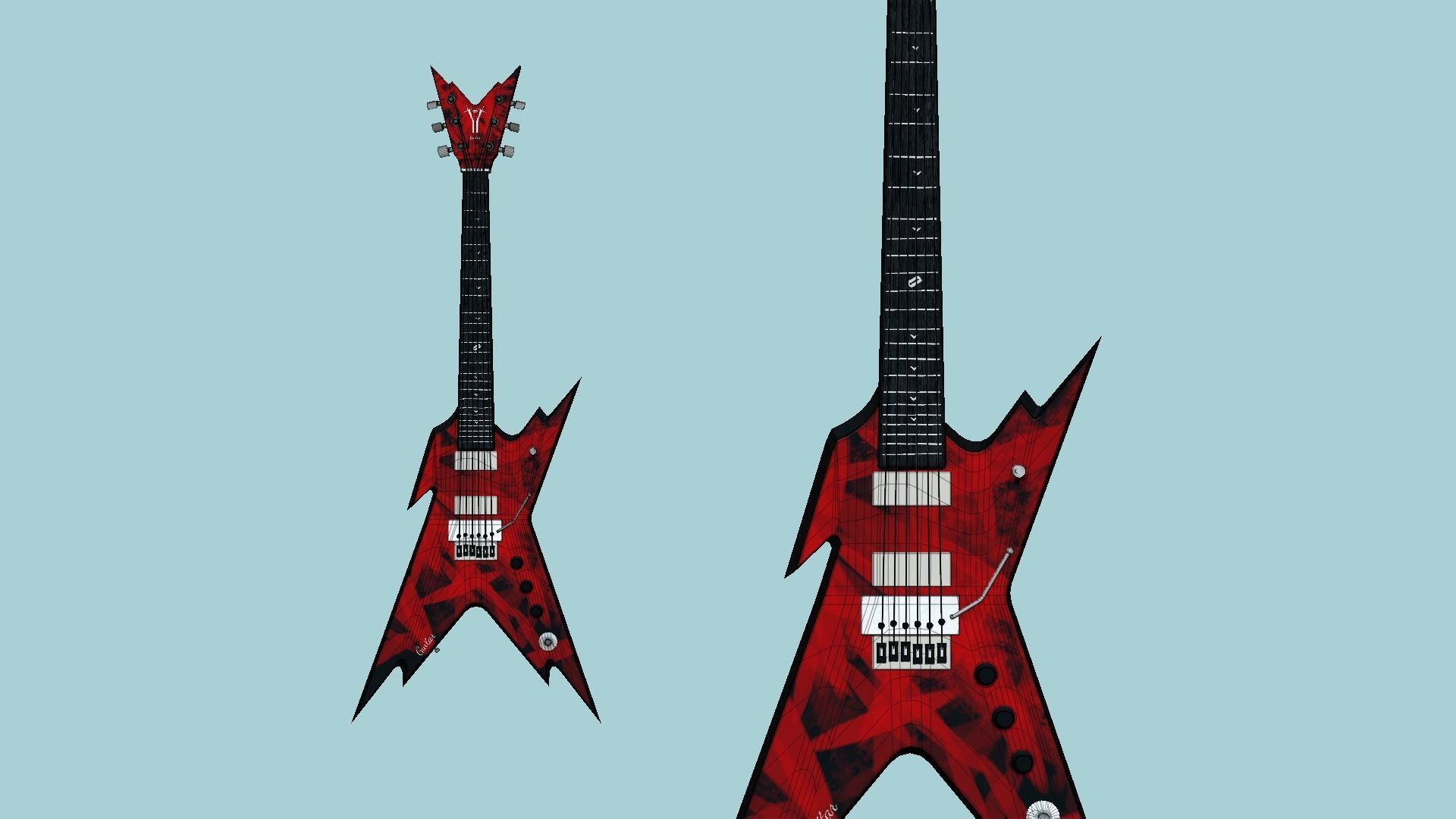 Electric Guitar B09 Black Red - Music Instrument Design Low-poly 3D model_6