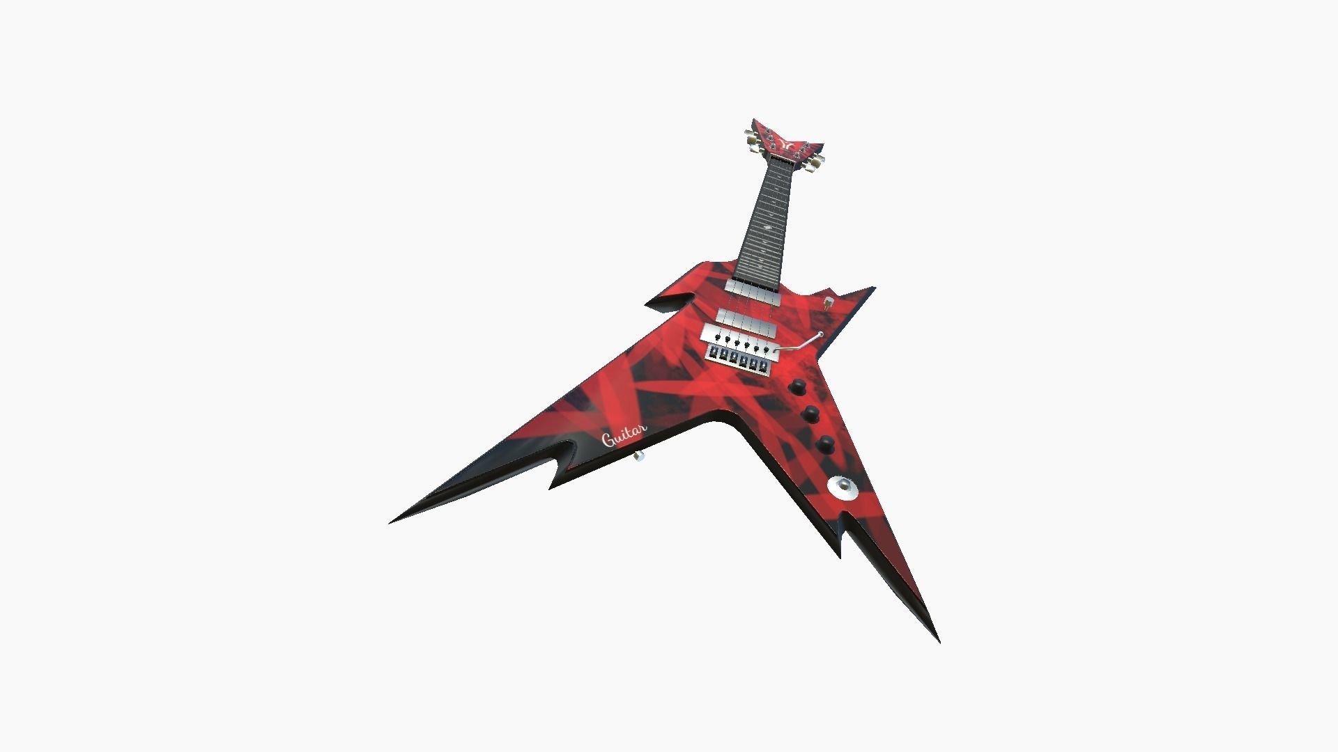 Electric Guitar B09 Black Red - Music Instrument Design Low-poly 3D model_1