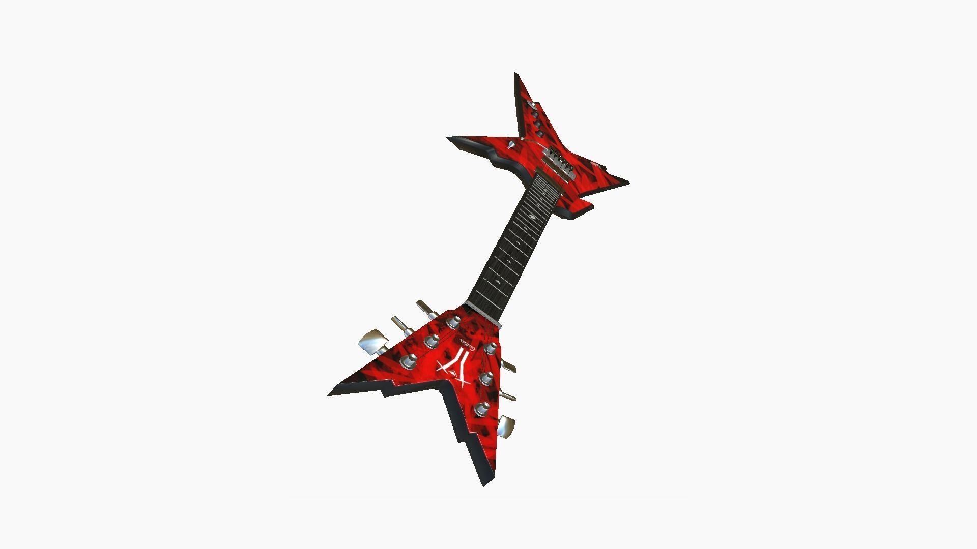 Electric Guitar B09 Black Red - Music Instrument Design Low-poly 3D model_2
