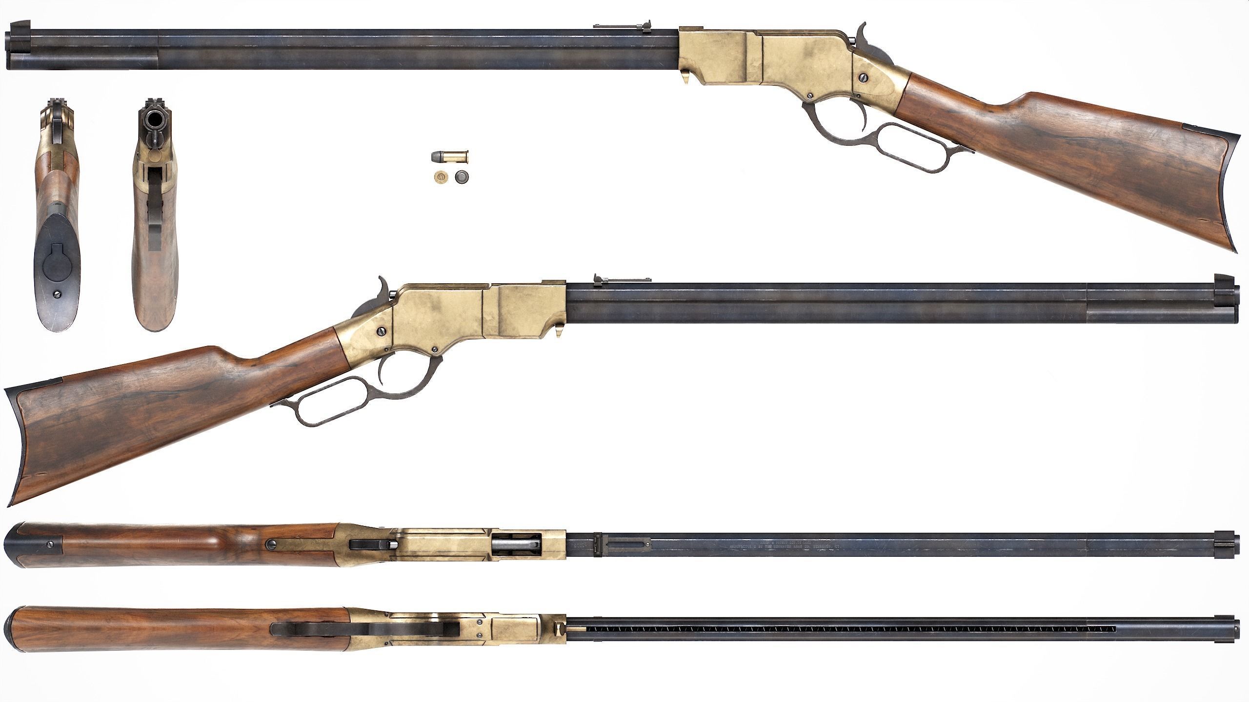 PBR Henry Rifle 1860 Low-poly 3D model_10