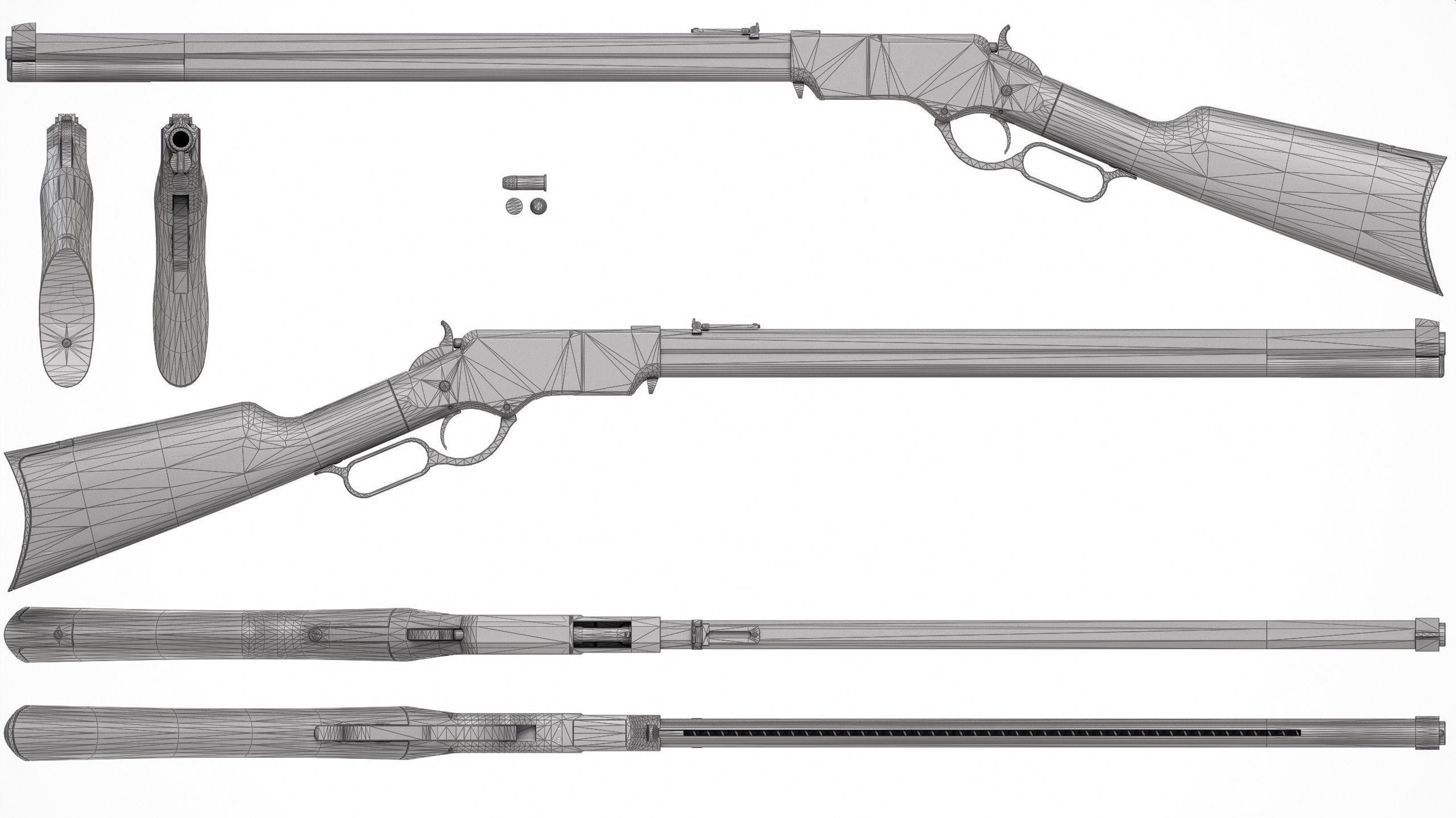 PBR Henry Rifle 1860 Low-poly 3D model_11
