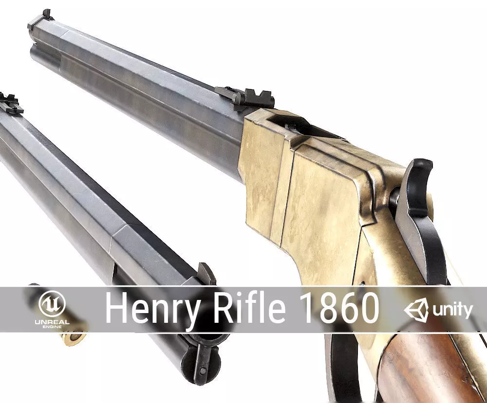 PBR Henry Rifle 1860 Low-poly 3D model_0