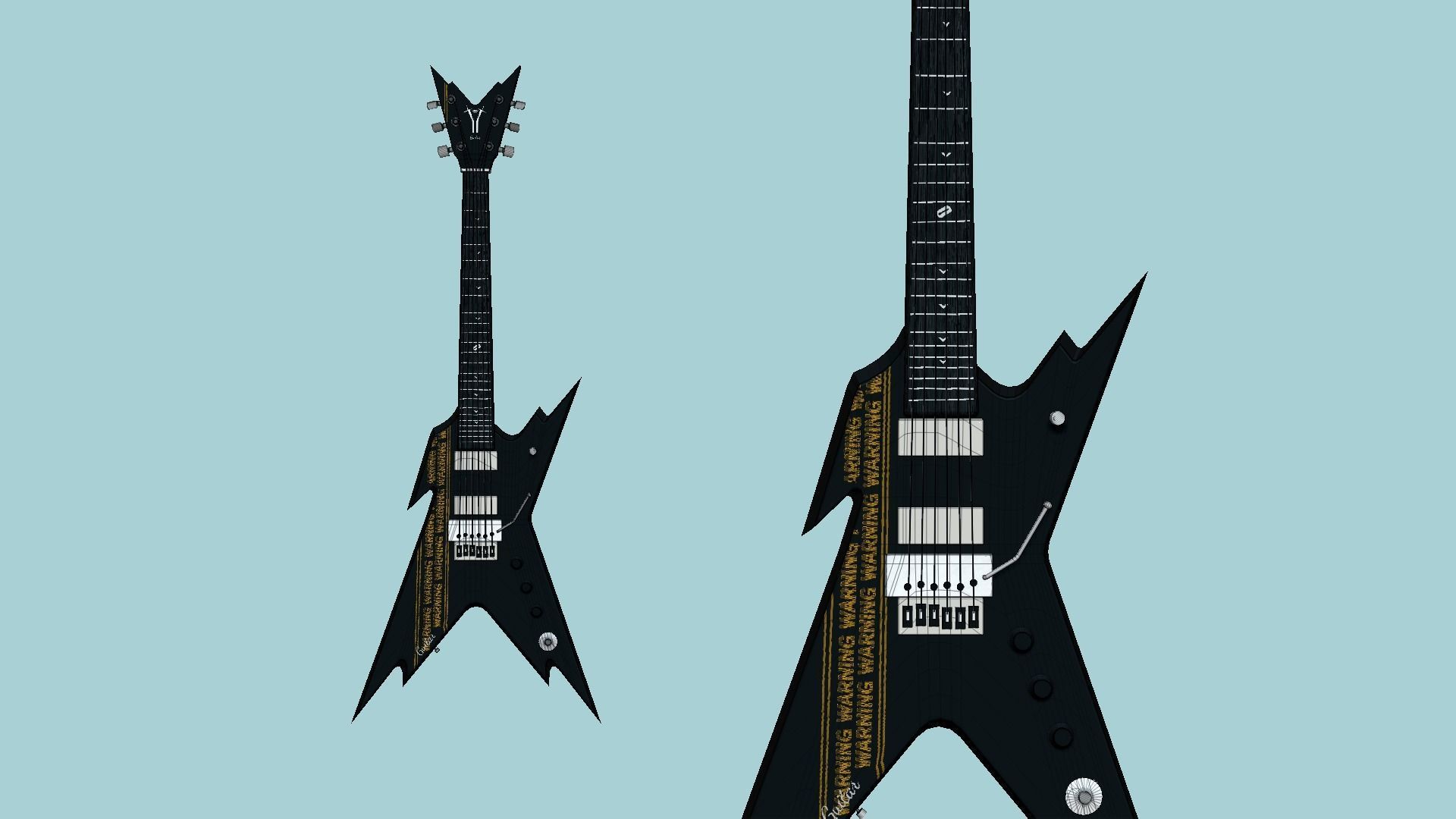 Electric Guitar B10 Black Yellow - Music Instrument Design Low-poly 3D model_6