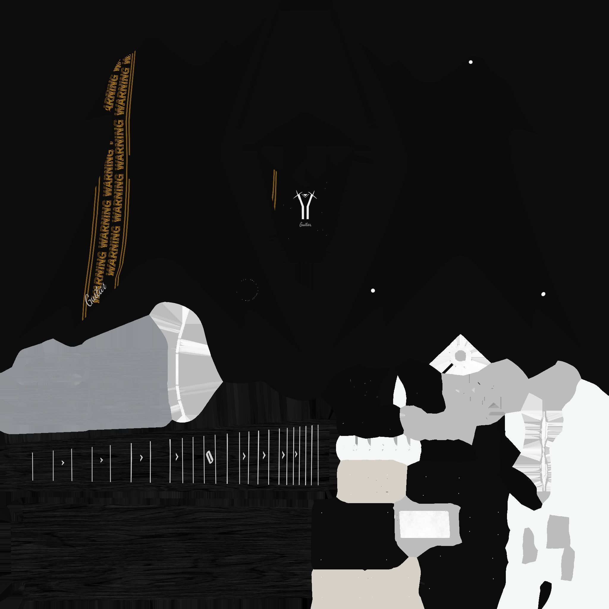 Electric Guitar B10 Black Yellow - Music Instrument Design Low-poly 3D model_20