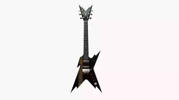 Electric Guitar B10 Black Yellow - Music Instrument Design Low-poly 3D model