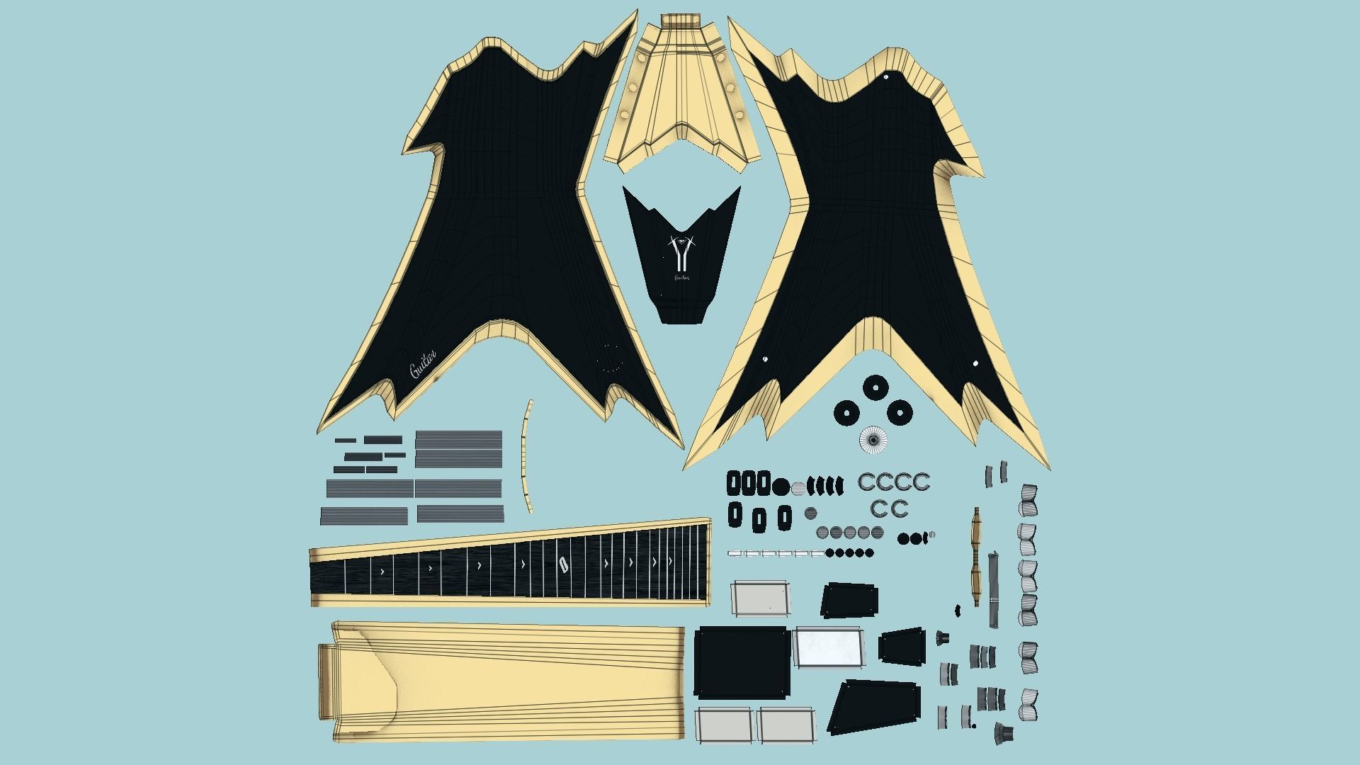 10 Electric Guitars B Collection - Music Instrument Design _82