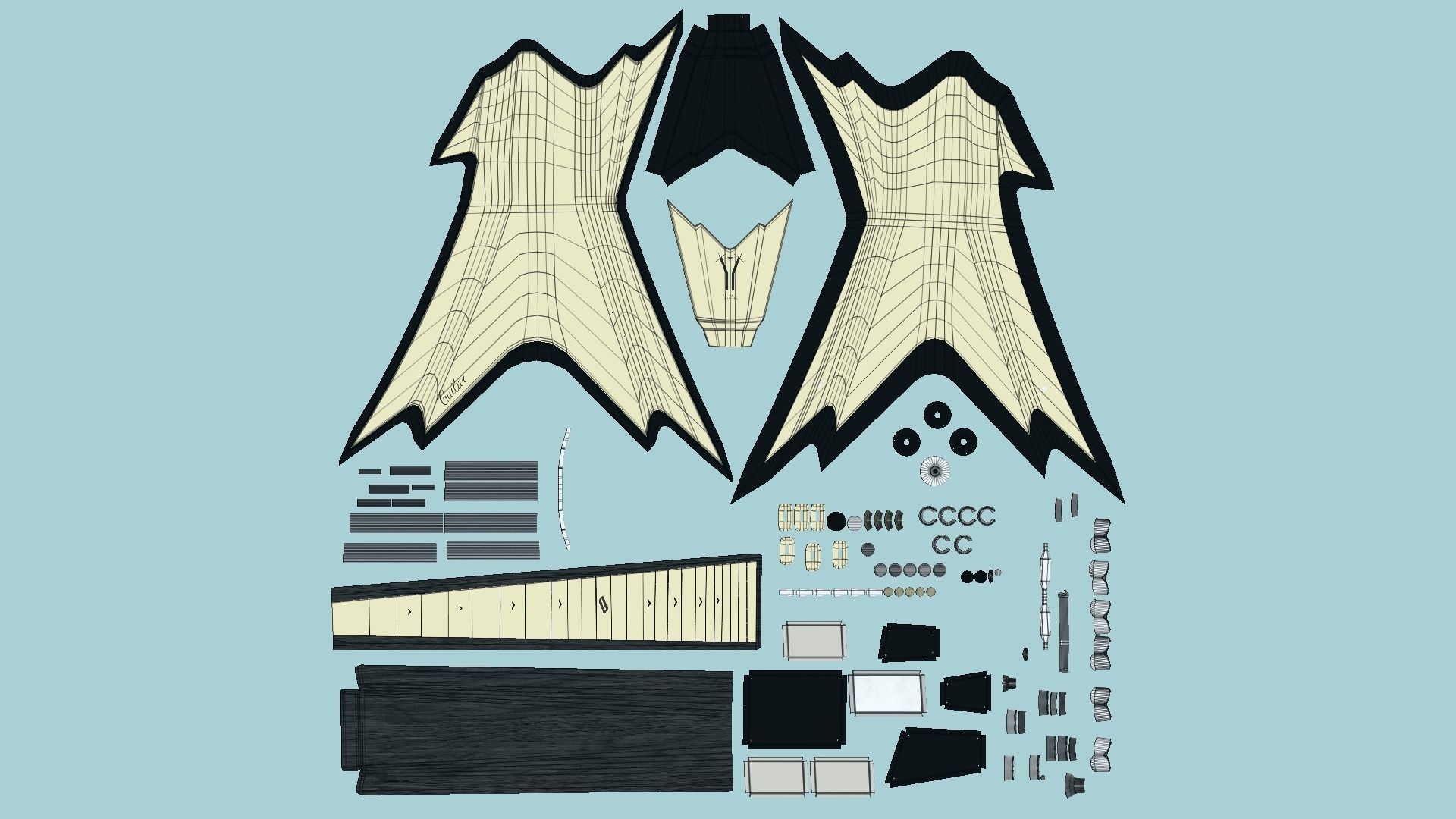 10 Electric Guitars B Collection - Music Instrument Design _63