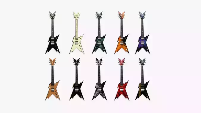 10 Electric Guitars B Collection - Music Instrument Design 