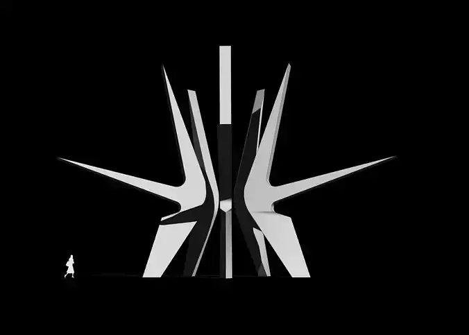Brutalist Futuristic Soviet Sculpture Low-poly 3D model