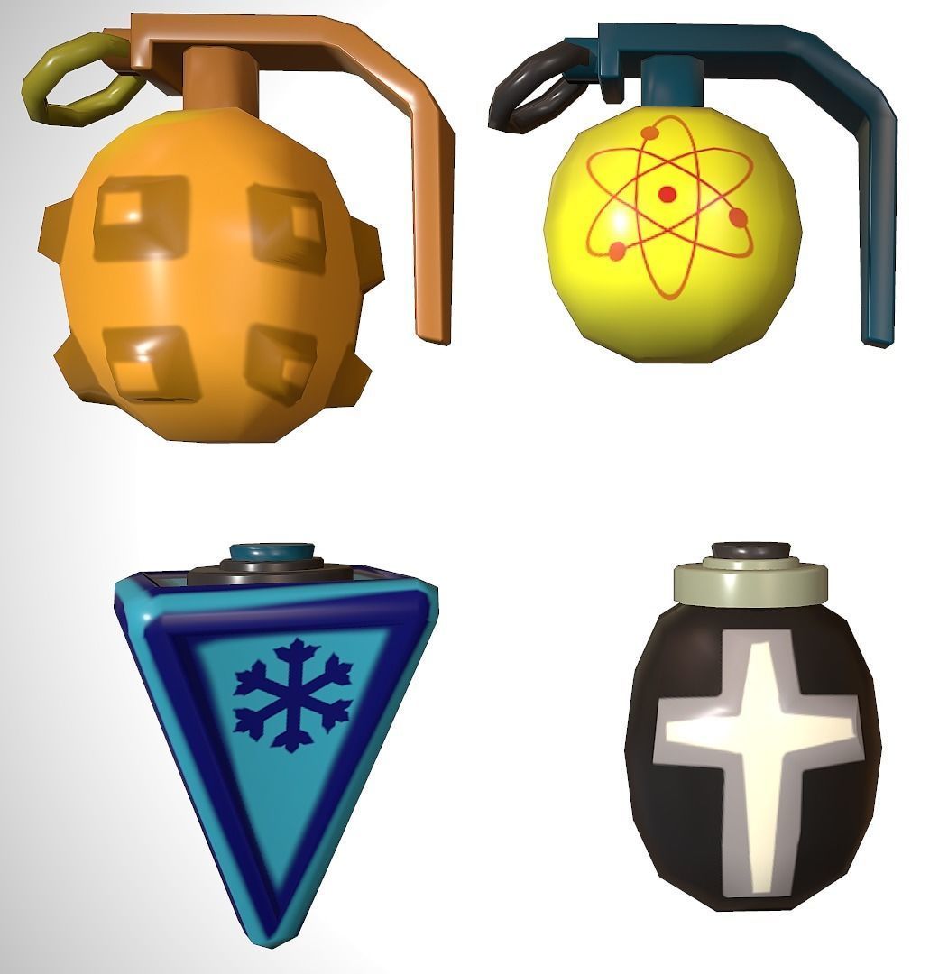 set granade different colored grenades Low-poly 3D model_5