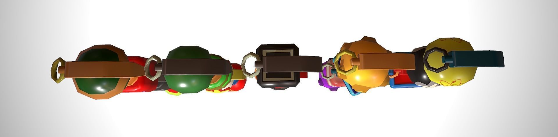 set granade different colored grenades Low-poly 3D model_8