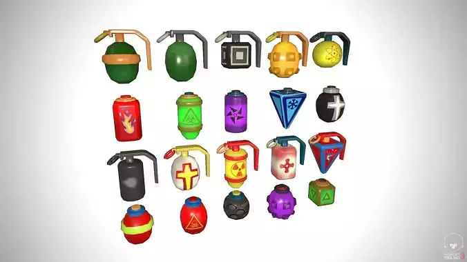 set granade different colored grenades