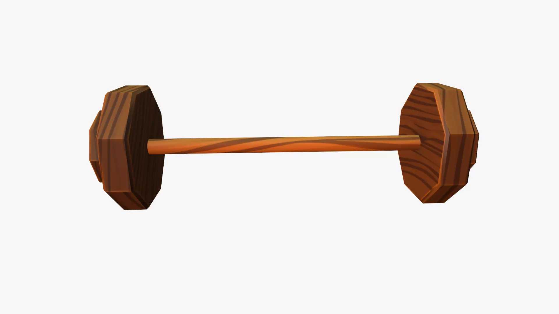 Cartoon Wooden Barbell Low-poly 3D model
