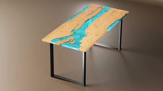River Table - Resin Epoxy Table Low-poly 3D model