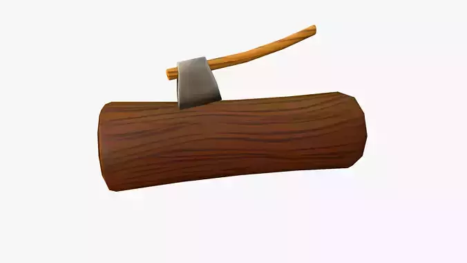 Cartoon Log With Axe