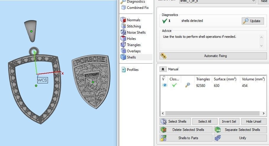 Porche 3d model porsche shield pendant with diamonds 3D print model_7