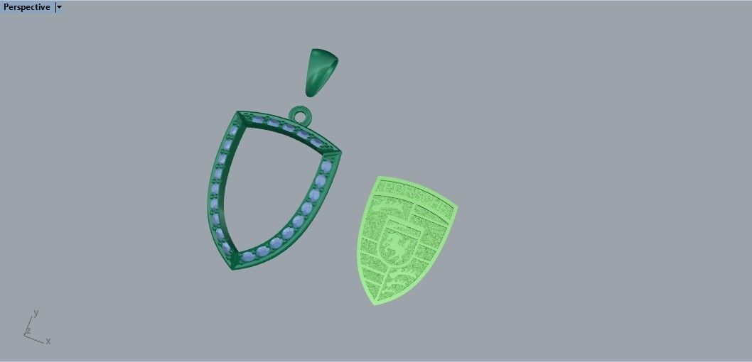 Porche 3d model porsche shield pendant with diamonds 3D print model_4