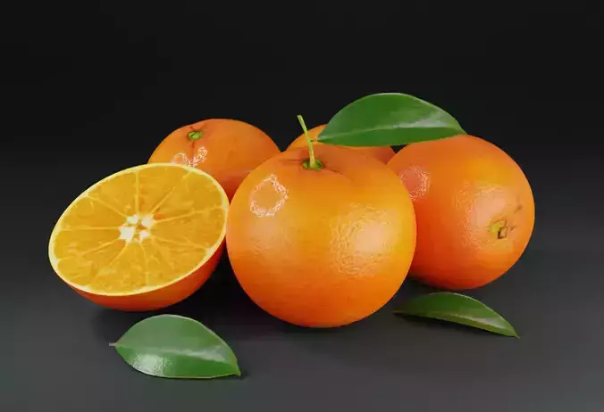 Fresh Oranges Low-poly 3D model