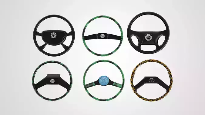 6 Indian bus steering in 3d Low-poly 3D model