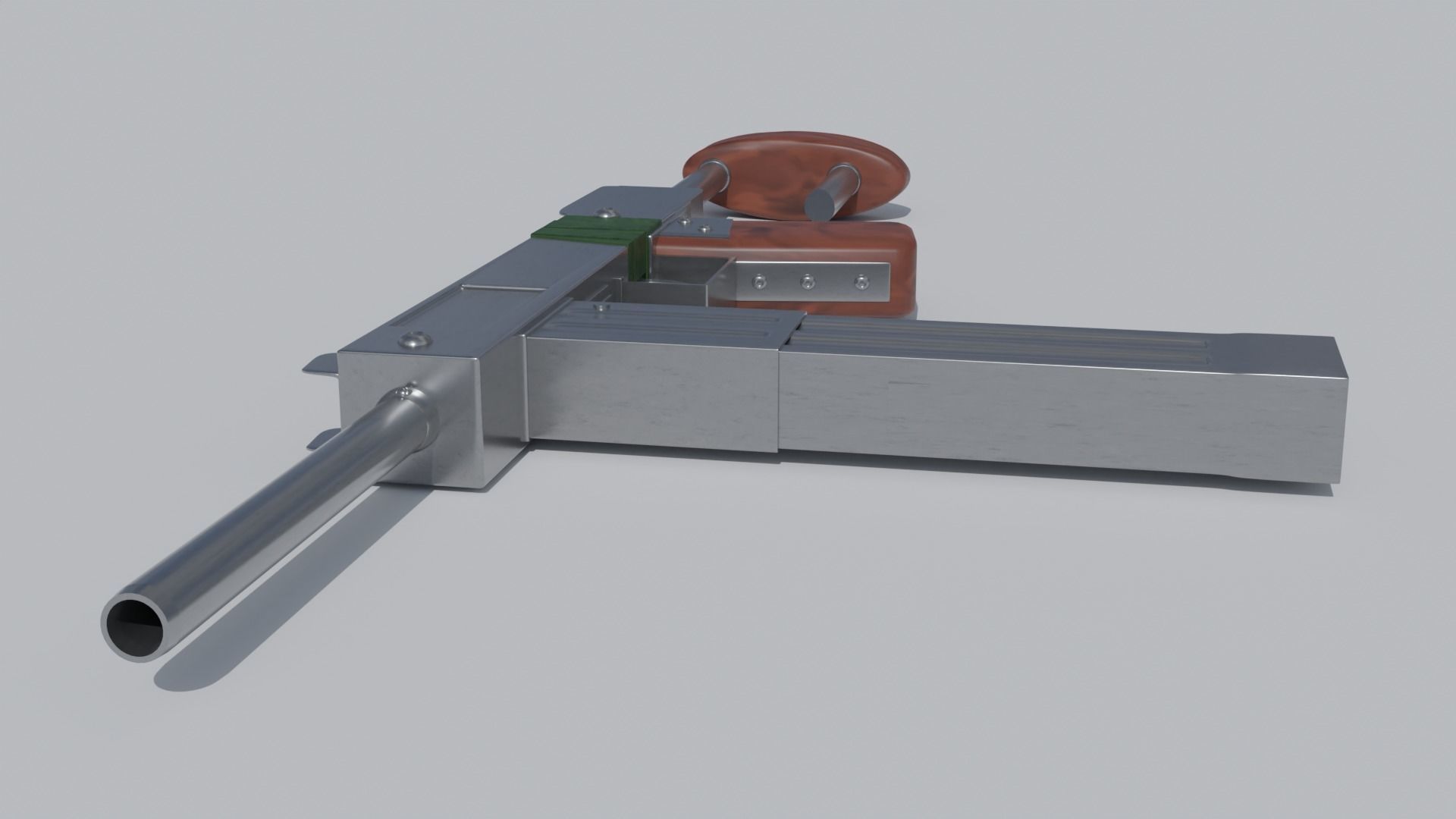 low poly handmade gun with textures 3D model_7