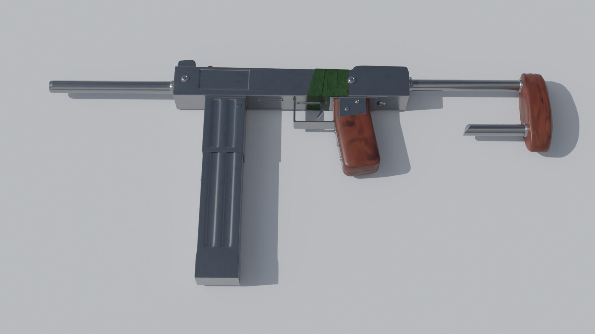 low poly handmade gun with textures 3D model_5