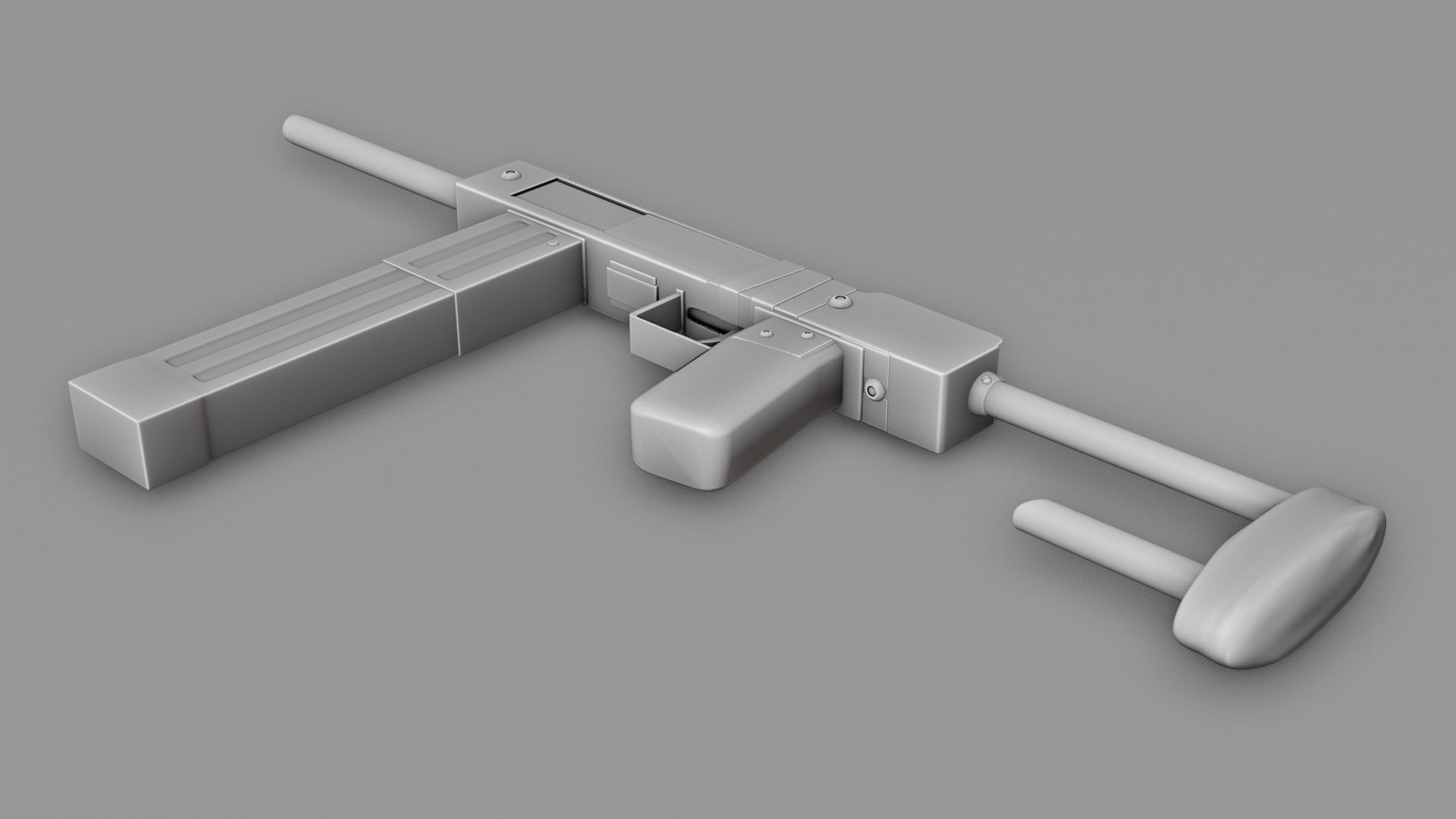 low poly handmade gun with textures 3D model_12