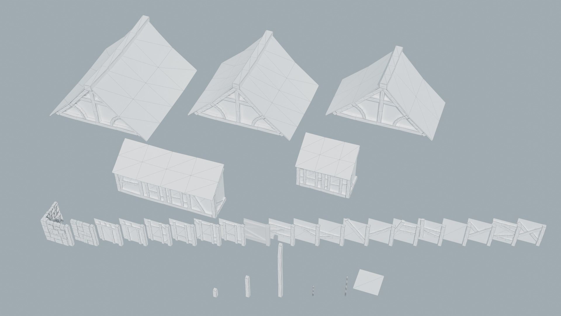 Modular Medieval Houses Low-poly 3D model_3