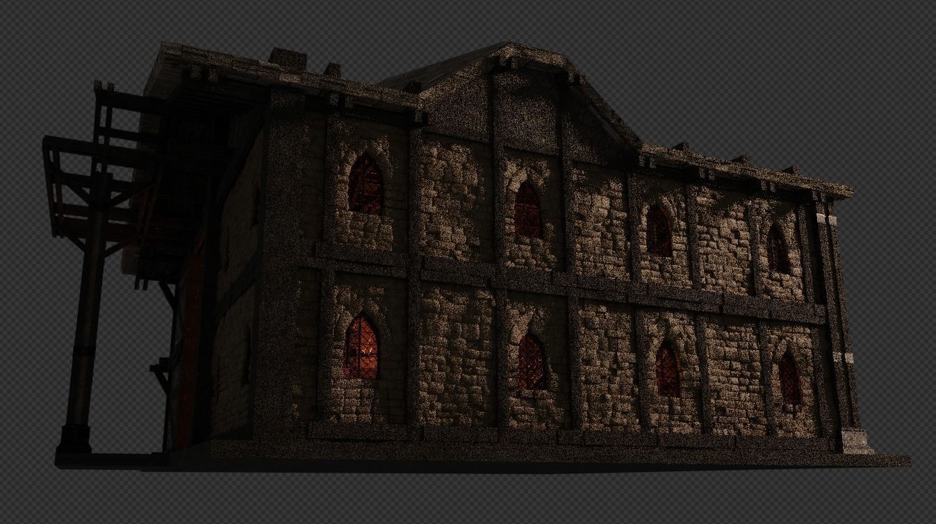 Medieval Tavern Interior and Exterior Low-poly 3D model_9