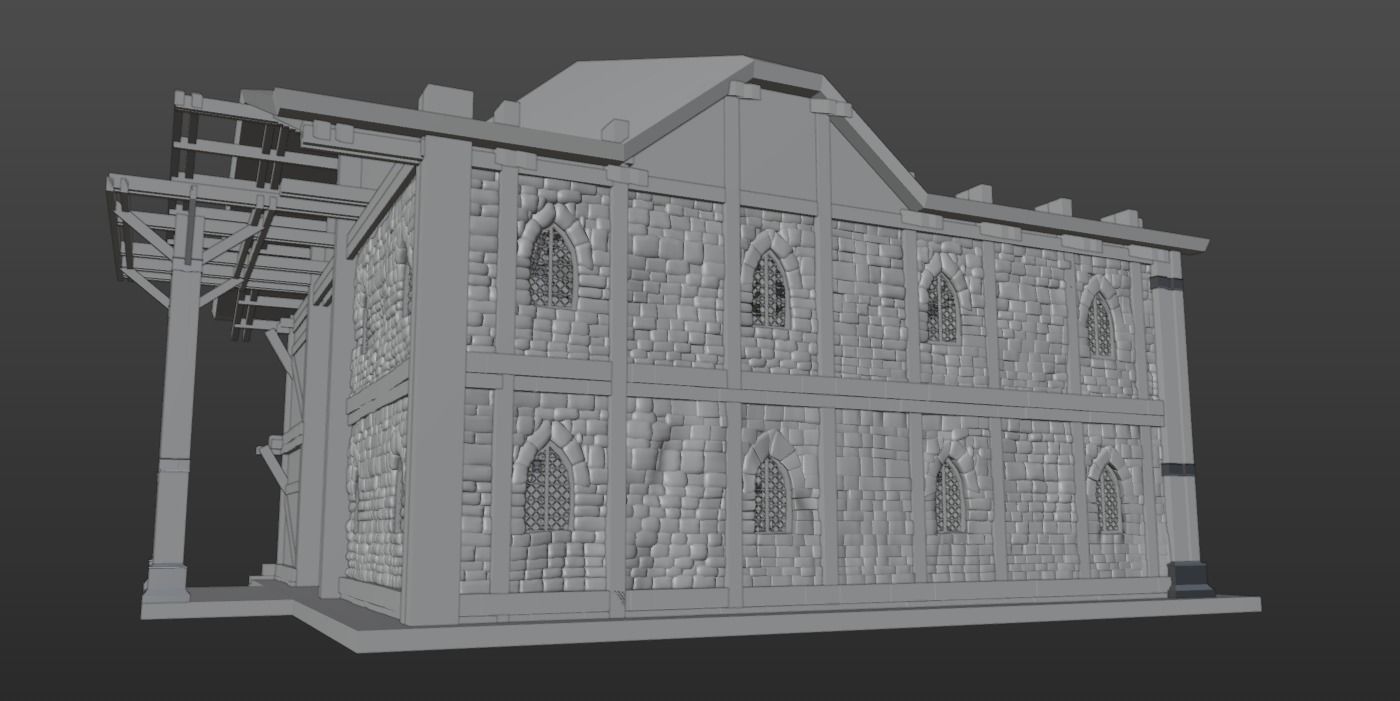 Medieval Tavern Interior and Exterior Low-poly 3D model_11
