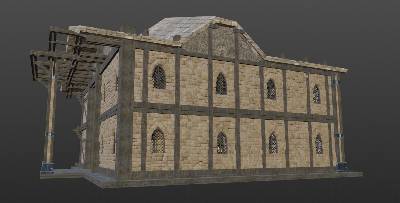 Medieval Tavern Interior and Exterior Low-poly 3D model_10