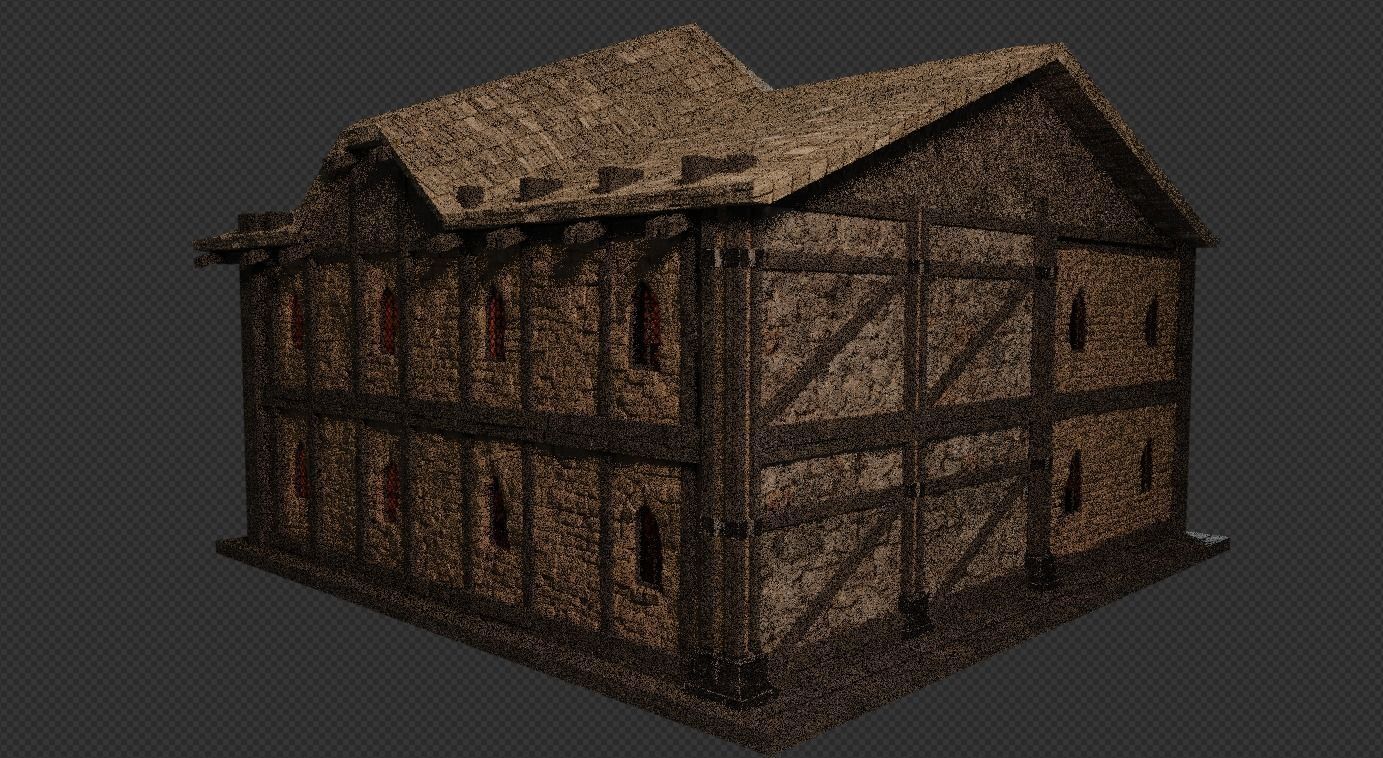 Medieval Tavern Interior and Exterior Low-poly 3D model_8