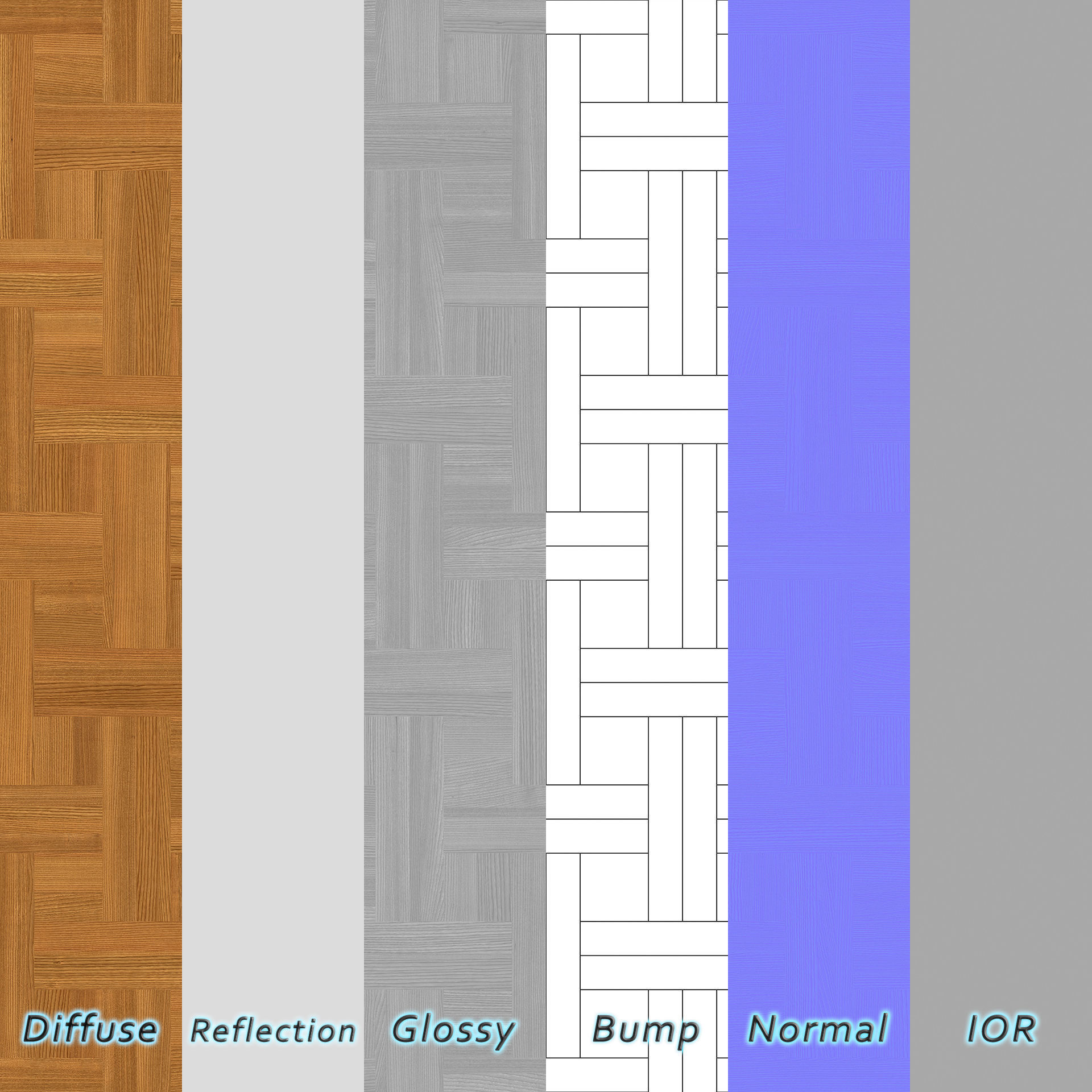 Parquet - Laminate - Wooden floor 6 in 1 3D model_9