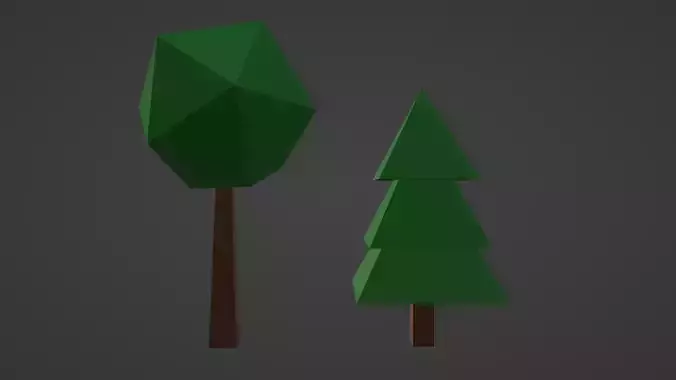 Low-poly tree two trees