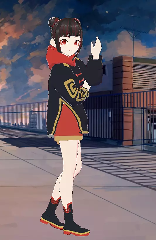 anime kawaii girl character Low-poly 3D model
