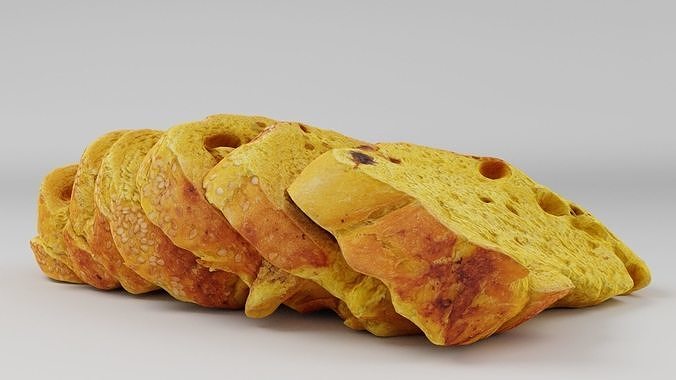 Sliced or cut Scandinavian bread with seeds raisins and sesame 3D model 5