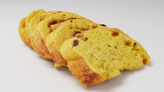 Sliced or cut Scandinavian bread with seeds raisins and sesame 3D model 2