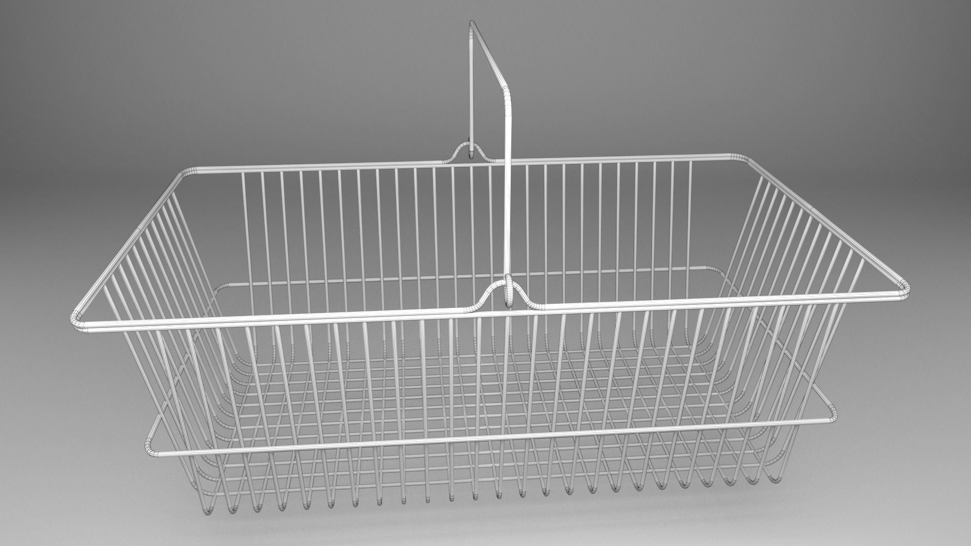 Shopping Metall Basket Low-poly 3D model_4