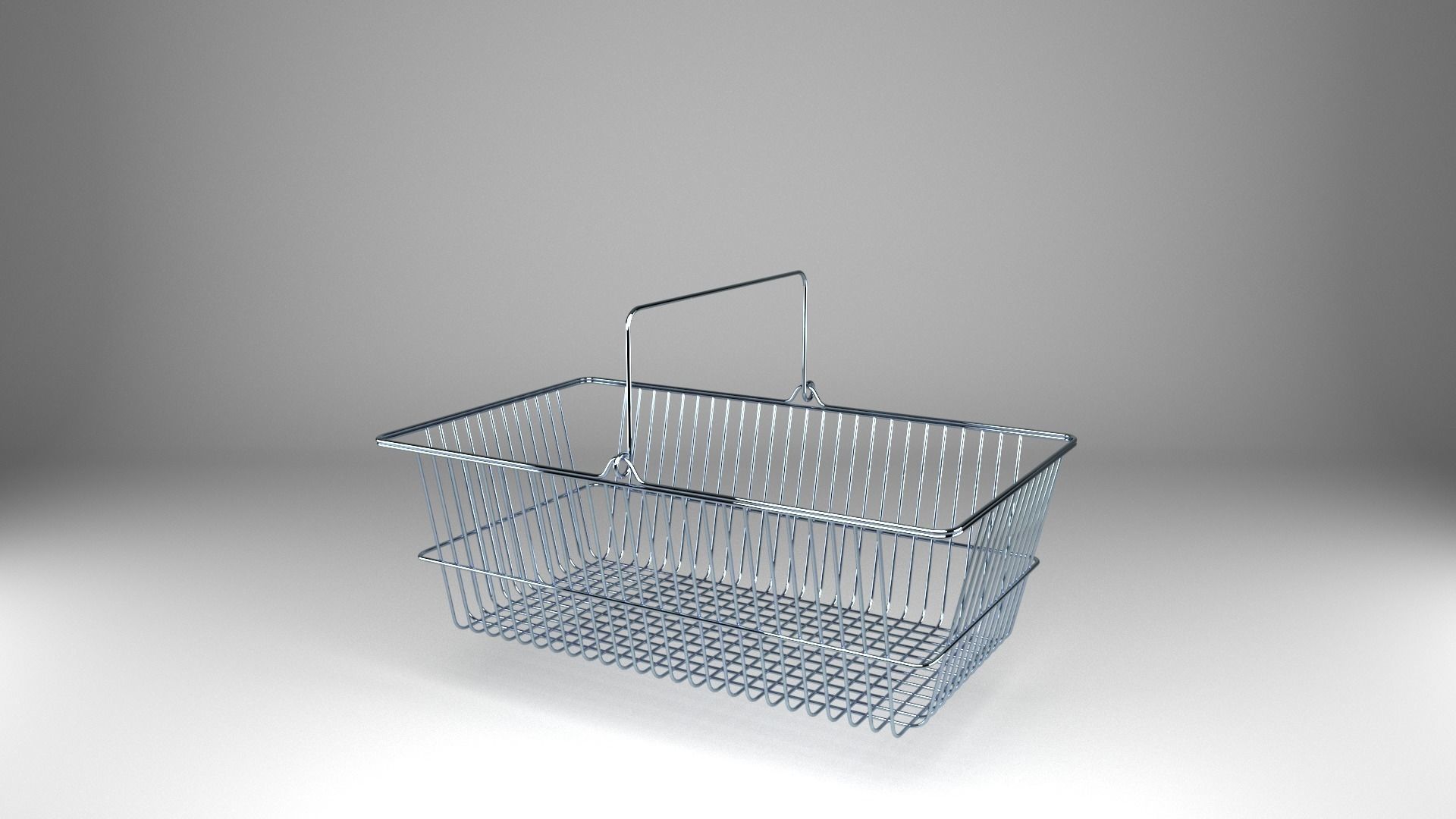 Shopping Metall Basket Low-poly 3D model_1