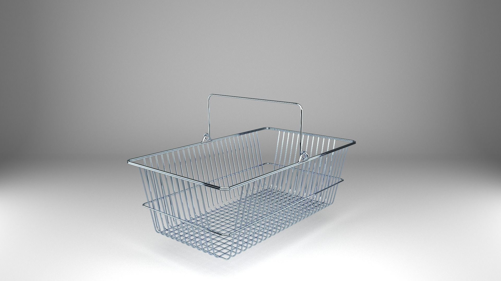 Shopping Metall Basket Low-poly 3D model_2