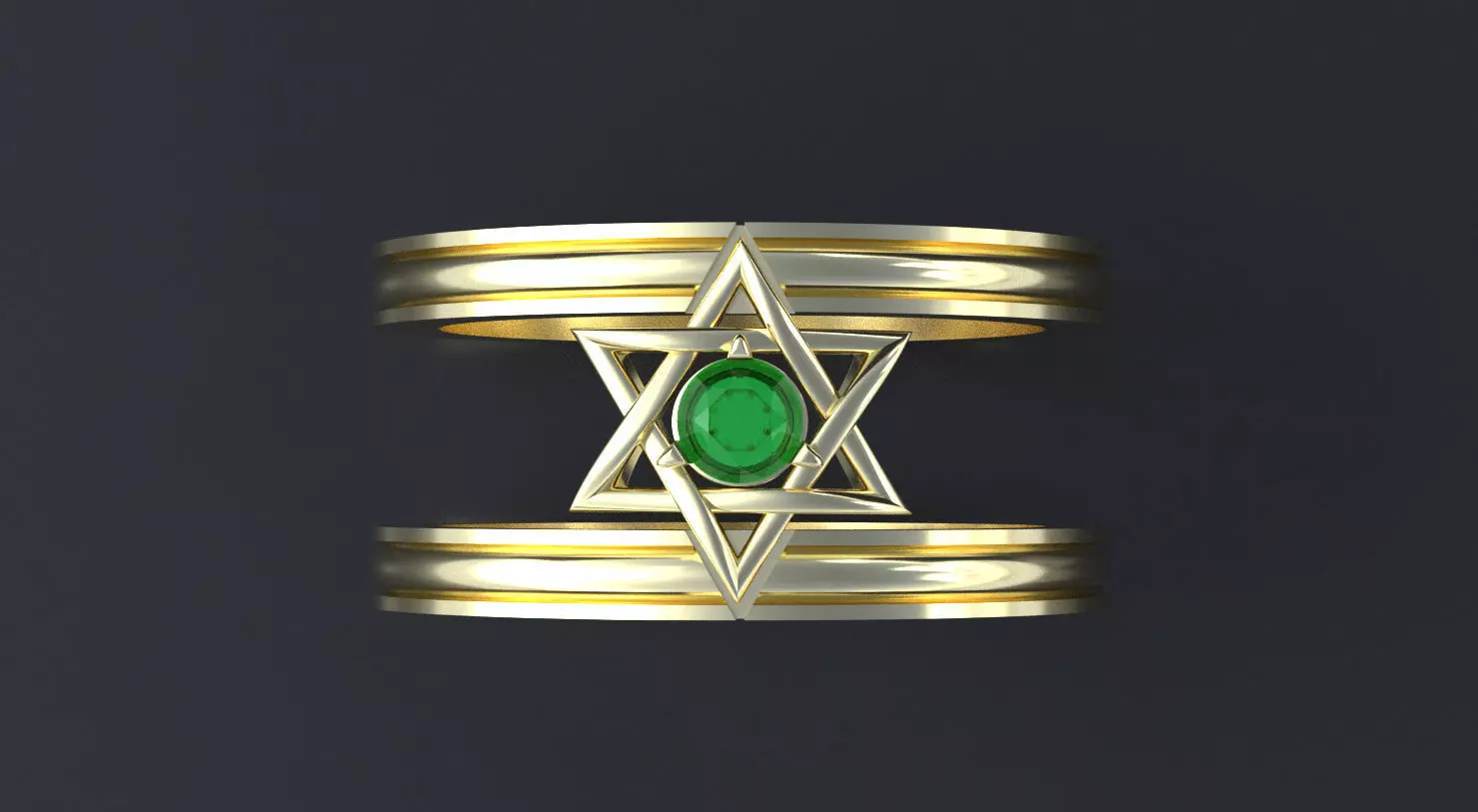 David Shield ring with round gem 3 mm 3D print model 3D print model