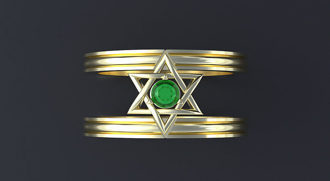 David Shield ring with round gem 3 mm 3D print model 3D print model