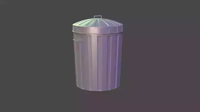metal dustbin Free low-poly 3D model