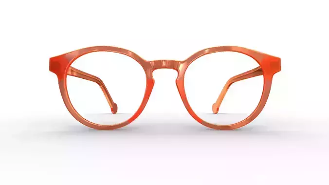 Fashion Round Glasses Transparent Red Frame 3D model