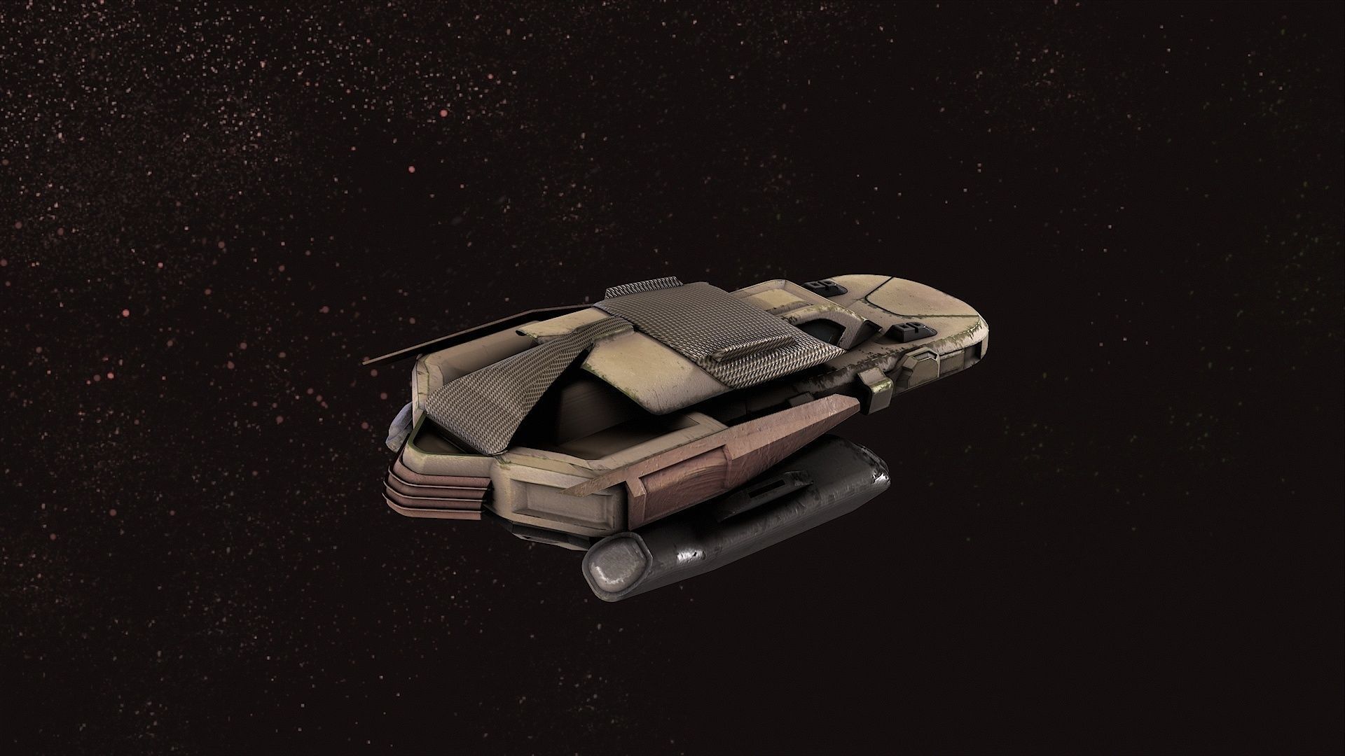 spaceship cartoon scifi Low-poly 3D model_5