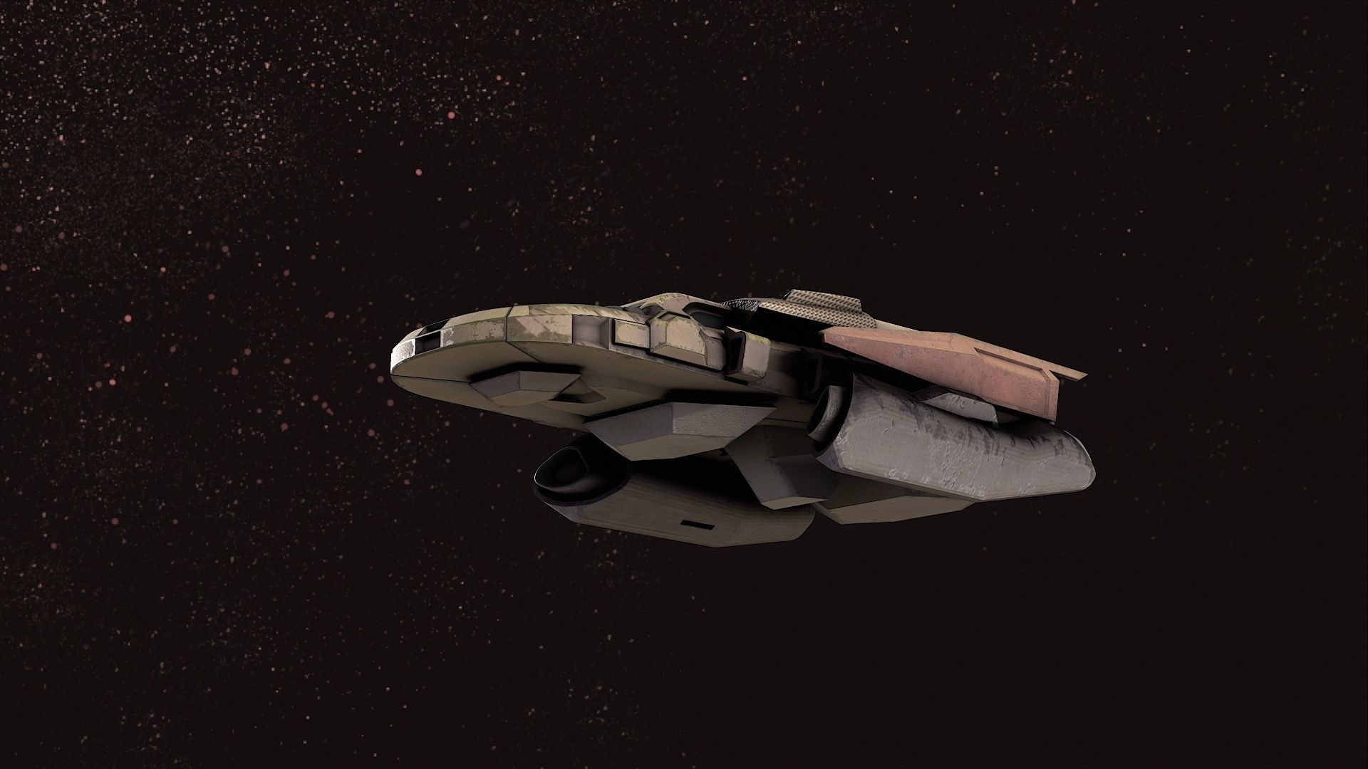 spaceship cartoon scifi Low-poly 3D model_4