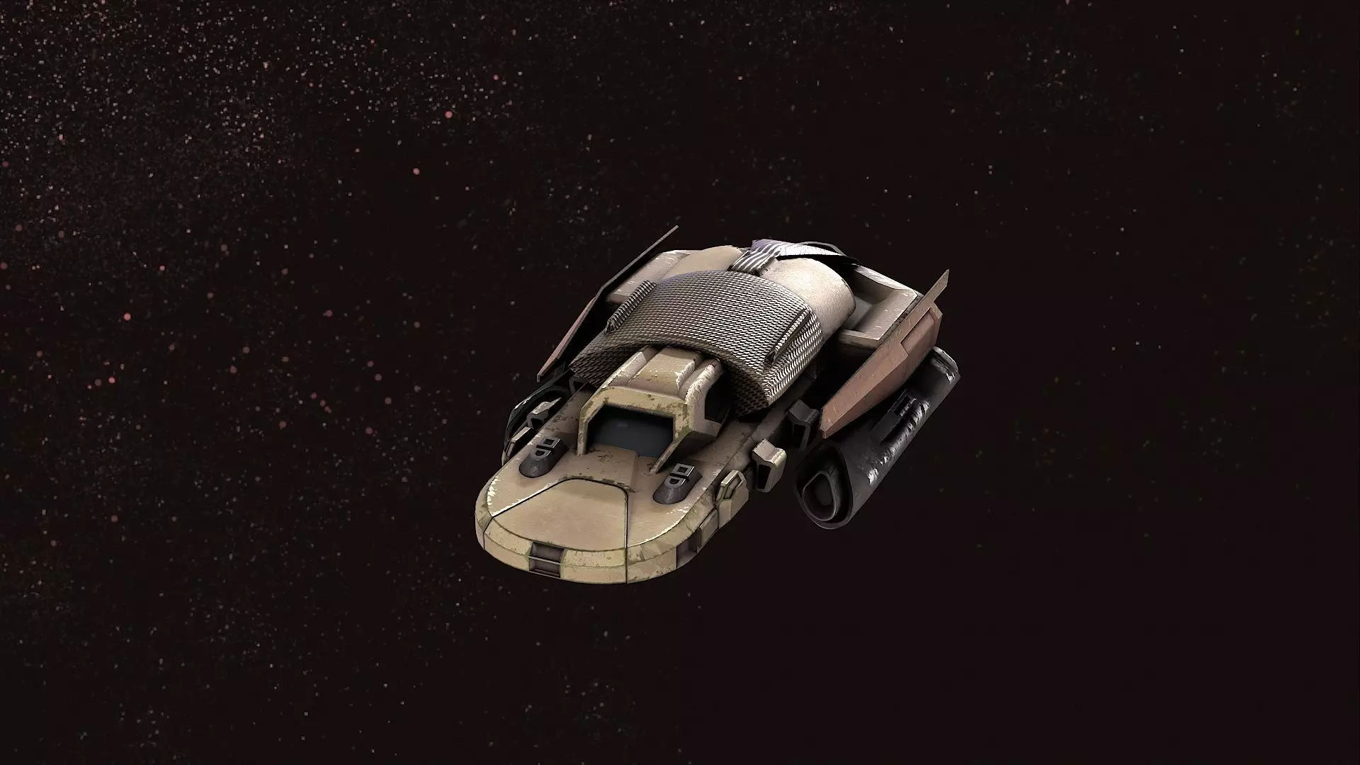 spaceship cartoon scifi Low-poly 3D model_0